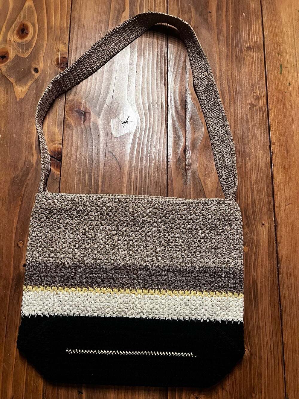 Liz Claiborne Multi-Color Striped Crochet Shoulder Bag